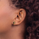 14k Yellow Gold Stud Earrings with Pear Shaped Smoky Quartz, Minimalist Style for Women