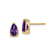 14k Yellow Gold Teardrop Amethyst Stud Earrings, Faceted Birthstone Jewelry for Women