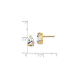 14k Yellow Gold Pear Shaped Stud Earrings with Cubic Zirconia, Classic Lightweight Design