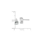 14k White Gold Pear Shaped Stud Earrings with Cubic Zirconia Solitaire Stones