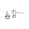 14k White Gold Pear Shaped Stud Earrings with Cubic Zirconia Solitaire Stones