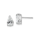 14k White Gold Pear Shaped Stud Earrings with Cubic Zirconia Solitaire Stones