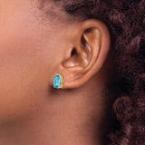 14k Yellow Gold Pear Shaped Blue Topaz Stud Earrings, December Birthstone Jewelry for Women