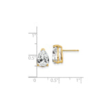 14k Yellow Gold Pear Shaped Stud Earrings with Cubic Zirconia, Minimalist Classic Style