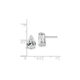 14k White Gold Pear Shaped Stud Earrings with Cubic Zirconia Prong Setting