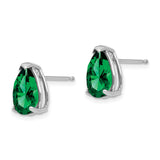 14k White Gold Stud Earrings with Pear Shaped Helenite, Minimalist Modern Design for Women
