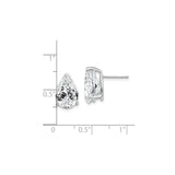 14k White Gold Pear Shaped Stud Earrings with Cubic Zirconia, Classic Minimalist Style