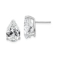 14k White Gold Pear Shaped Stud Earrings with Cubic Zirconia, Classic Minimalist Style