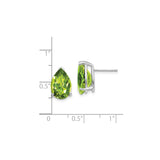 14k White Gold Peridot Stud Earrings, Pear Cut, Three-Prong Setting, August Birthstone