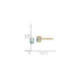 14k Yellow Gold Stud Earrings with Oval Aquamarine in Four Prong Setting