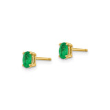 14k Yellow Gold Stud Earrings with Oval Cut Emeralds, May Birthstone Jewelry for Women