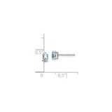 14k White Gold Aquamarine Stud Earrings, Oval Cut, Four Prong Setting, Minimalist Design