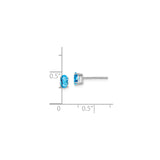 14k White Gold Oval Blue Topaz Stud Earrings, Prong Set December Birthstone Jewelry