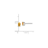14k White Gold Stud Earrings with Oval Citrine, Minimalist November Birthstone Jewelry