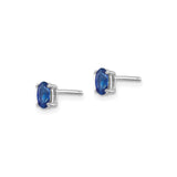 14k White Gold Stud Earrings with Oval-Cut Sapphire, Minimalist Classic Style