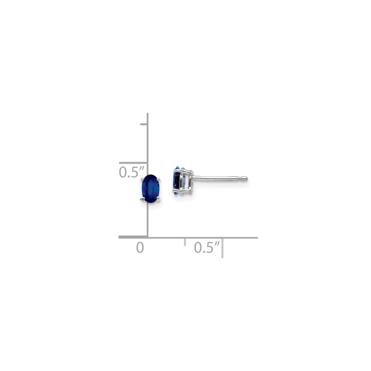 14k White Gold Stud Earrings with Oval-Cut Sapphire, Minimalist Classic Style