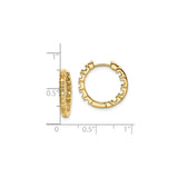 14k Yellow Gold Hoop Earrings with Geometric Textured Design, Modern Lightweight Style