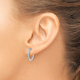 14k White Gold Diamond Hoop Earrings, Prong Set Round Design for Women