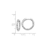 14k White Gold Diamond Hoop Earrings, Prong Set Round Design for Women