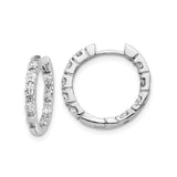 14k White Gold Diamond Hoop Earrings, Prong Set Round Design for Women