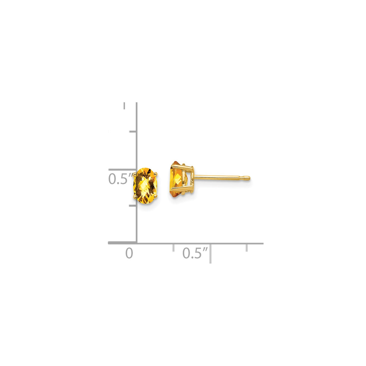 14k Yellow Gold Citrine Stud Earrings, Oval Faceted Gemstones, November Birthstone Jewelry