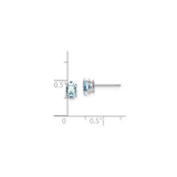 14k White Gold Aquamarine Stud Earrings, Oval Faceted Gemstones, Minimalist Fine Jewelry