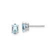 14k White Gold Aquamarine Stud Earrings, Oval Faceted Gemstones, Minimalist Fine Jewelry