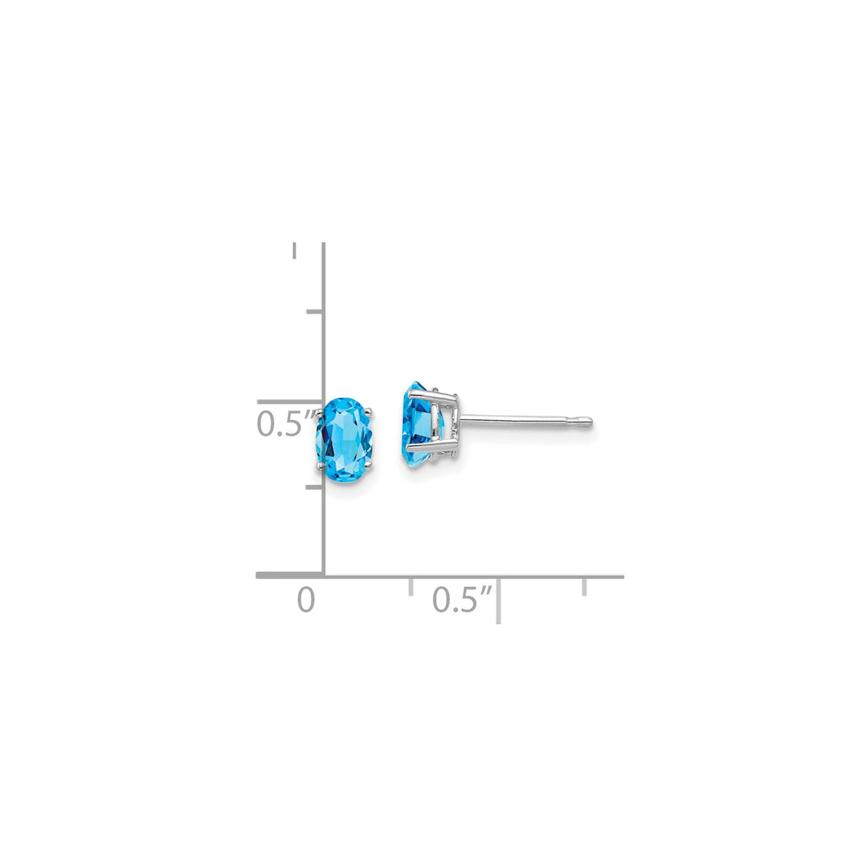 14k White Gold Stud Earrings with Swiss Blue Topaz, Classic Four-Prong Minimalist Design for Women