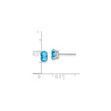 14k White Gold Stud Earrings with Swiss Blue Topaz, Classic Four-Prong Minimalist Design for Women