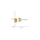 14k White Gold Citrine Stud Earrings, Oval Faceted Gemstones, Four Prong Setting
