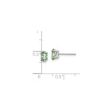 14k White Gold Oval Green Amethyst Stud Earrings, Four Prong Minimalist Design