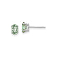 14k White Gold Oval Green Amethyst Stud Earrings, Four Prong Minimalist Design