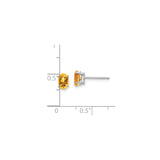 14k White Gold Citrine Stud Earrings, Oval November Birthstone, Four Prong Setting