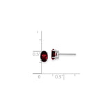 14k White Gold Garnet Stud Earrings, Oval Cut Four-Prong Setting, January Birthstone for Women