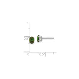 14k White Gold Stud Earrings with Green Tourmaline Oval Cut Four Prong Setting