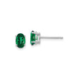 14k White Gold Oval Helenite Stud Earrings, Classic Lightweight Daily Wear Jewelry for Women