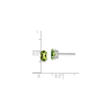 14k White Gold Peridot Stud Earrings, Oval Green Gemstone with Classic Four-Prong Setting