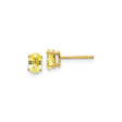 14k Yellow Gold Stud Earrings with Oval Yellow Sapphire, Classic Four Prong Setting for Women