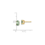 14k Yellow Gold Green Amethyst Stud Earrings, Oval 4-Prong Minimalist Design for Women