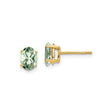 14k Yellow Gold Green Amethyst Stud Earrings, Oval 4-Prong Minimalist Design for Women