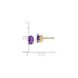 14k Yellow Gold Amethyst Stud Earrings, Oval Faceted Gemstone, Minimalist Style for Women