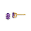 14k Yellow Gold Amethyst Stud Earrings, Oval Faceted Gemstone, Minimalist Style for Women