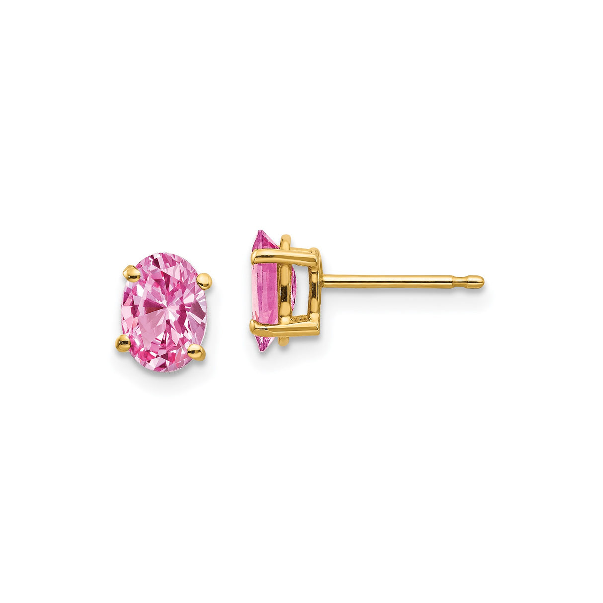 14k Yellow Gold Stud Earrings with Oval Cut Sapphire, Simple Feminine Design