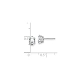 14k White Gold Oval Stud Earrings with Faceted Cubic Zirconia, Minimalist Design