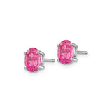 14k White Gold Oval Pink Spinel Stud Earrings, Dainty Four Prong Bridal Style