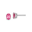 14k White Gold Oval Pink Spinel Stud Earrings, Dainty Four Prong Bridal Style