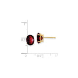 14k Yellow Gold Garnet Stud Earrings, Oval Faceted January Birthstone for Women