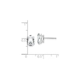 14k White Gold Stud Earrings with Oval Cut Cubic Zirconia, Four Prong Setting, Polished Finish