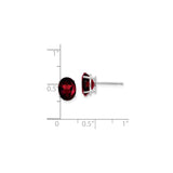 14k White Gold Garnet Stud Earrings, Oval Faceted January Birthstone Design