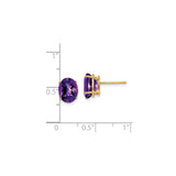 14k Yellow Gold Stud Earrings with Oval Amethyst, Classic Purple Gemstone Jewelry for Women